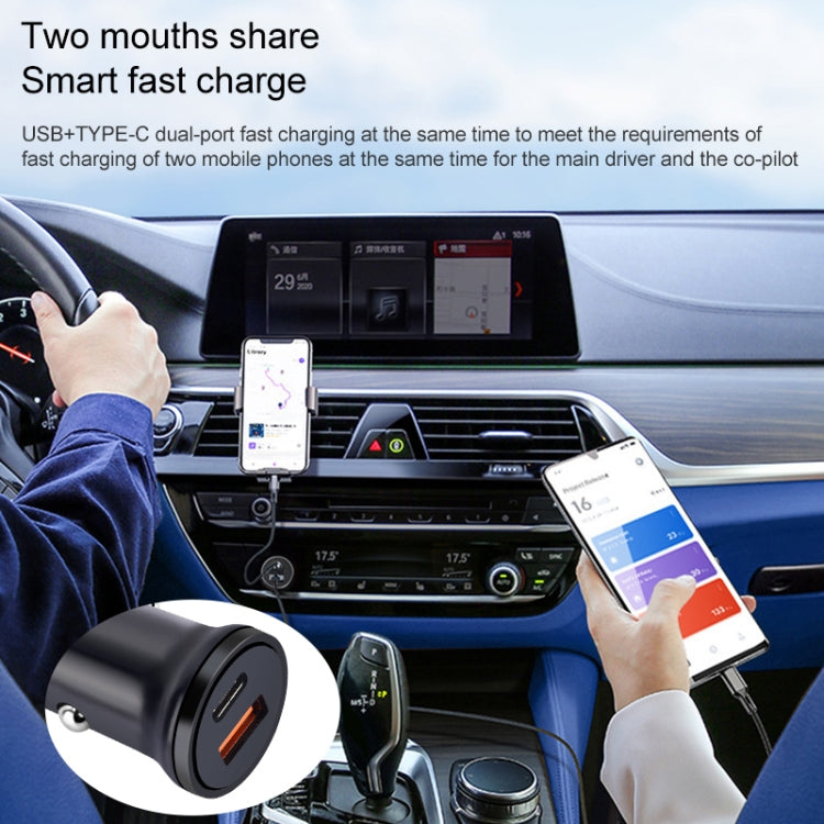 PD 20W USB-C / Type-C + QC 3.0 USB Interface Fast Charging Car Charger