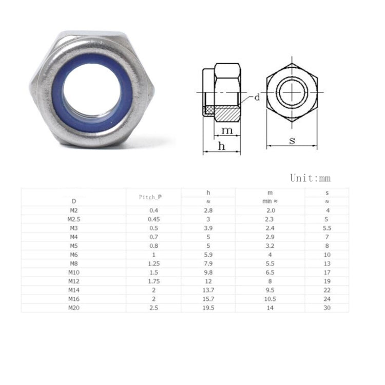60 PCS Car 304 Stainless Steel Lock Nuts Nylon Insert Locknut Kit M3-M10