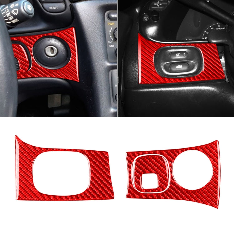 3 in 1 Carbon Fiber Car Headlight Key Panel Sticker for Chevrolet Corvette C5 1998-2004, Left Drive