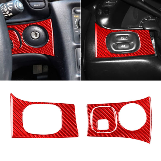 3 in 1 Carbon Fiber Car Headlight Key Panel Sticker for Chevrolet Corvette C5 1998-2004, Left Drive, 3 in 1 Headlight Key Panel Sticker