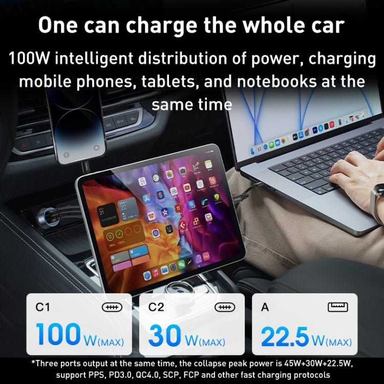 MOMAX UC17E 100W USB-C / Type-C x 2 + USB Three Ports Car Charger