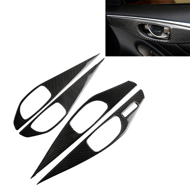 4 PCS Car Carbon Fiber Door Inner Handle Panel Decorative Sticker for Infiniti Q50 2014-2020, Left Drive