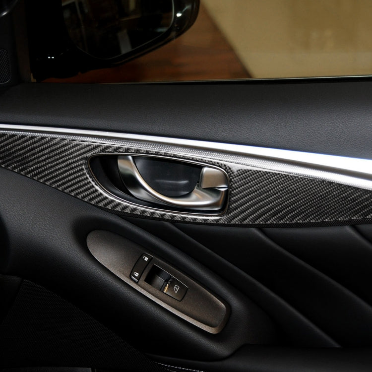 4 PCS Car Carbon Fiber Door Inner Handle Panel Decorative Sticker for Infiniti Q50 2014-2020