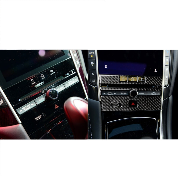 Car Carbon Fiber CD  Console Panel Decorative Sticker for Infiniti Q50 / Q60 2014-2020