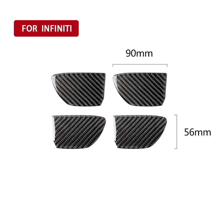 4 PCS Car Carbon Fiber Door Inner Handle Wrist Panel Decorative Sticker for Infiniti Q50 / Q60 2014-2020