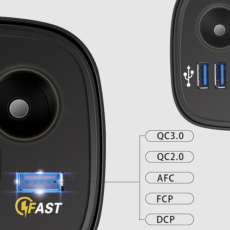 Universal Car QO3.0 Three Port USB Charger Power Outlet Adapter with LED Digital Voltmeter and Thermometer