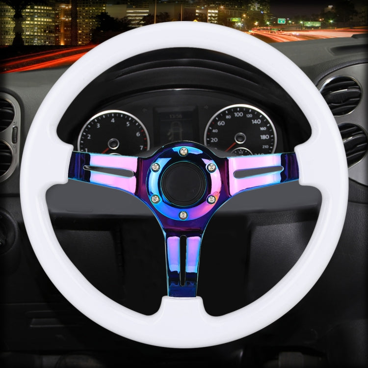 Car Colorful Modified Racing Sport Horn Button Steering Wheel, Diameter: 34.6cm