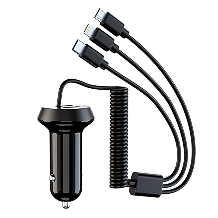 Universal Car 3 in 1 Quick Charger Dual Port USB Charger Power Outlet Adapter, Cable Length: 55cm