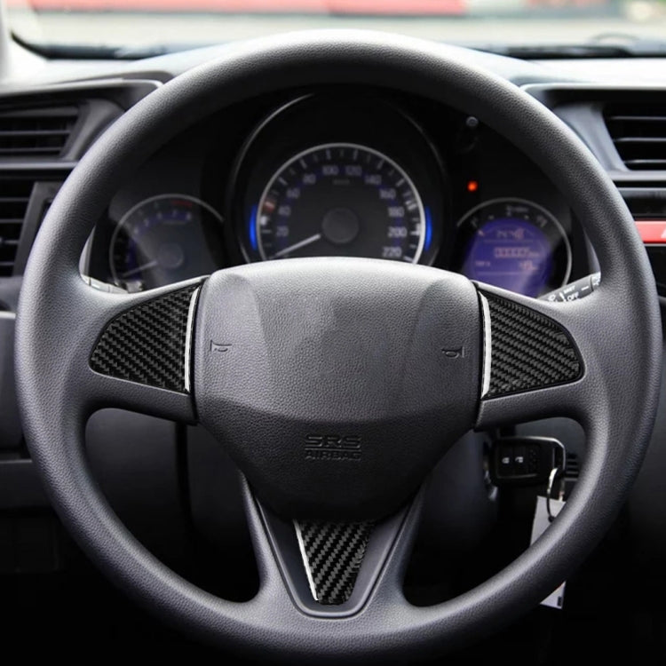 3 in 1 Car Carbon Fiber Steering Wheel Button Decorative Sticker for Honda Fit, Left and Right Drive Universal
