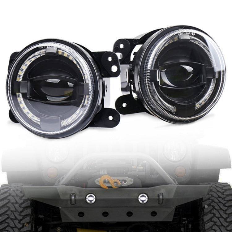 2 PCS 4 inch Car LED Angel Eyes Spotlight Modified Fog Lights for Jeep Wrangler / Dodge / Chrysler PT Cruiser