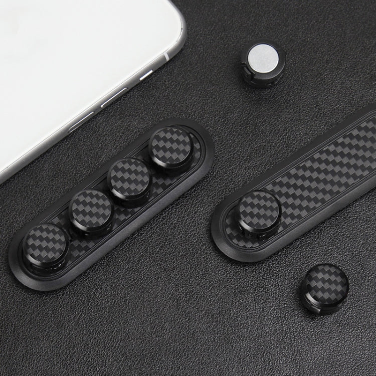 Car Carbon Fiber Magnetic Clamp Cable Storage Box Creative Desktop Hub Organizer