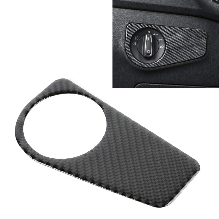 Car Carbon Fiber Headlight Switch Panel Decorative Sticker for Volkswagen Tiguan L 2019-2021, Low Configuration