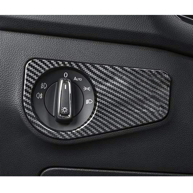 Car Carbon Fiber Headlight Switch Panel Decorative Sticker for Volkswagen Tiguan L 2019-2021, Low Configuration