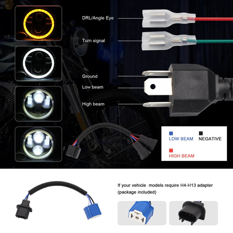 EagleVision DC9-30V 35W 6000K 4000LM 5.75 inch Round Motorcycle LED Headlight with Angel Eye for Harley-Davidson