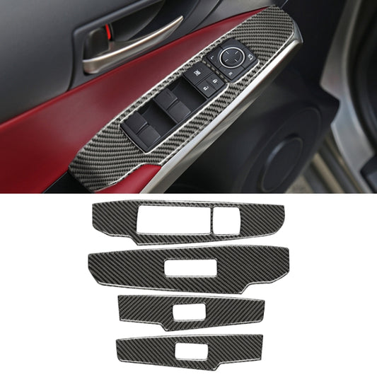 Car Carbon Fiber Window Glass Lifting Panel Button Decorative Sticker for Lexus IS250 2013-, Left Drive A Style