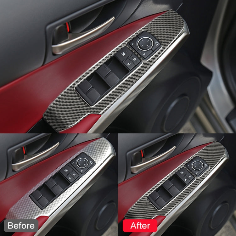 Car Carbon Fiber Window Glass Lifting Panel Button Decorative Sticker for Lexus IS250 2013-, Left Drive A Style