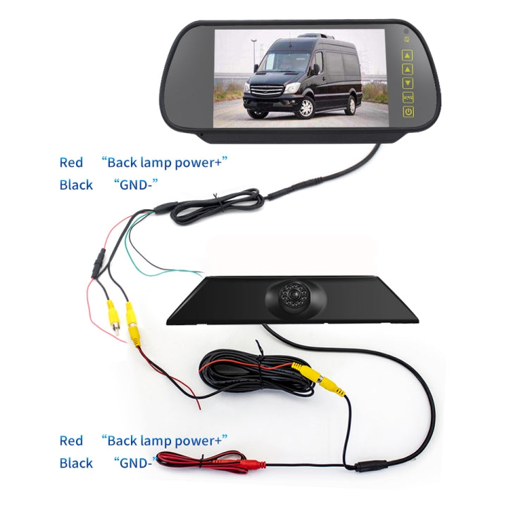 PZ474 Car Waterproof 170 Degree Brake Light View Camera + 7 inch Rearview Monitor for Iveco Daily 4 Gen