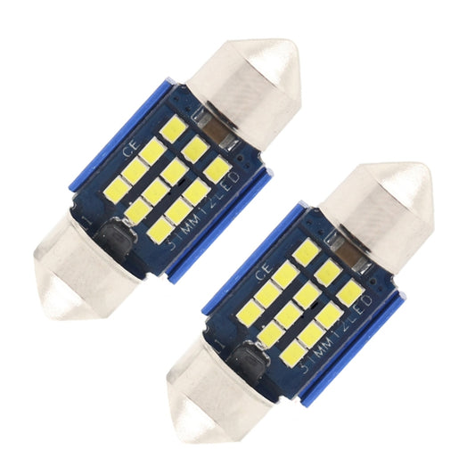 2pcs 31mm DC12-24V / 1W / 6000K / 60LM 12LEDs SMD Car Reading Lamp Dome Light