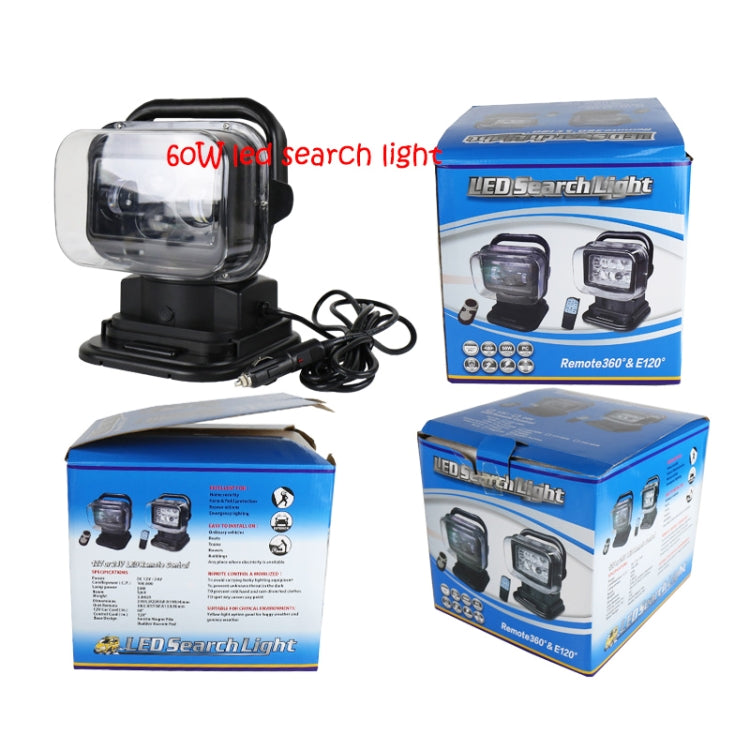 60W DC 12-24V 400LM Car 200m Wireless Remote Control 360 Degree Adjustable LED Search High Bay Lights / Spotlights