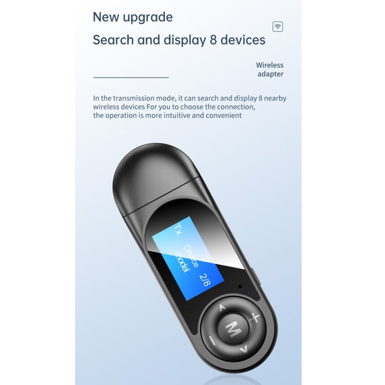 T-13 Bluetooth 5.0 LCD Digital Display Bluetooth Adapter Receiver Transmitter