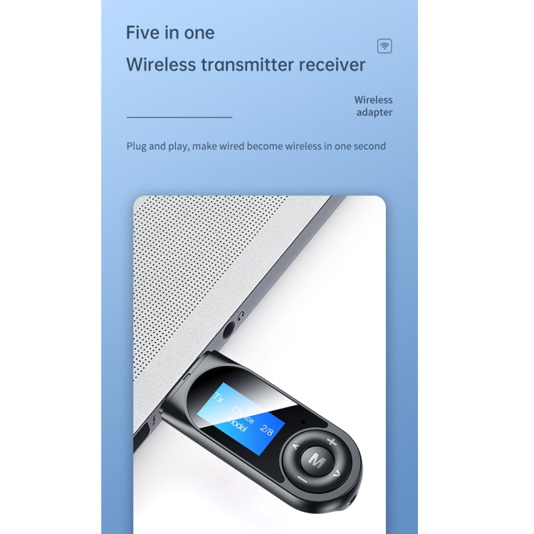 T-13 Bluetooth 5.0 LCD Digital Display Bluetooth Adapter Receiver Transmitter