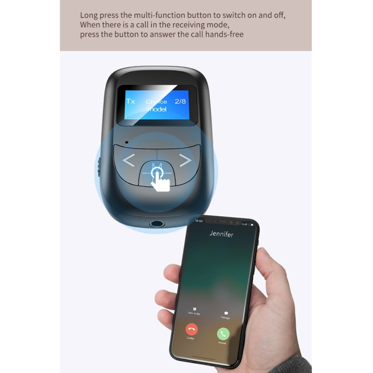 T-14 Bluetooth 5.0 2 In 1 LCD Digital Display Bluetooth Adapter Receiver Transmitter