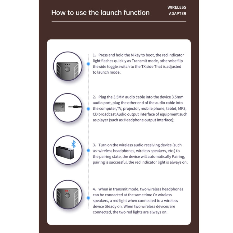 T-19 Bluetooth 5.0 2 In 1 Bluetooth Audio Adapter Receiver Transmitter