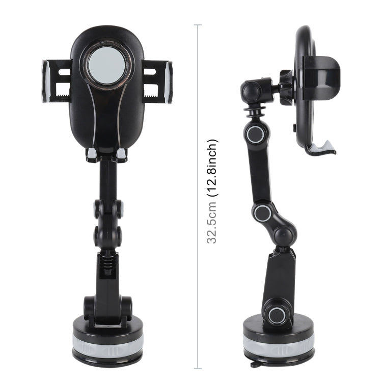 ZP-X0466 Car 360 Degree Rotating Telescopic Folding Round Suction Cup Mobile Phone Holder