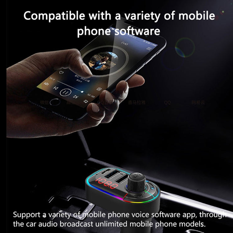 C12 Multifunctional Car Dual USB Charger Bluetooth FM Transmitter with Atmosphere Light