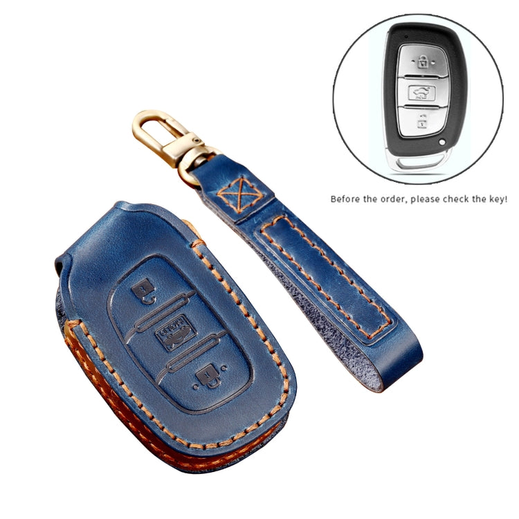 Hallmo Car Cowhide Leather Key Protective Cover Key Case for Hyundai IX35 A Style