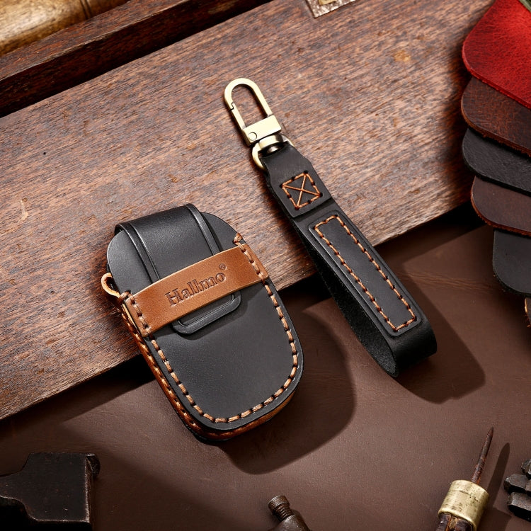 Hallmo Car Cowhide Leather Key Protective Cover Key Case for Hyundai IX35 B Style