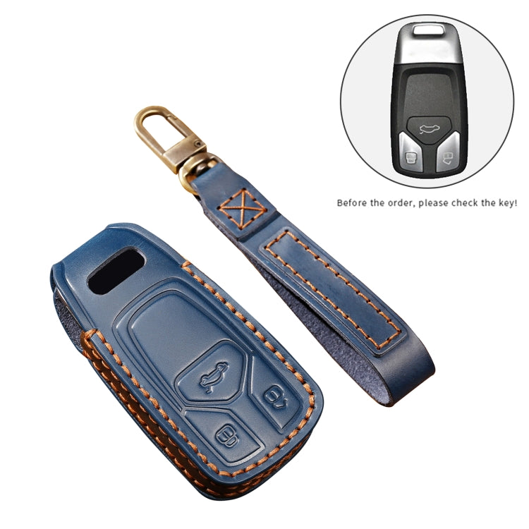 Hallmo Car Cowhide Leather Key Protective Cover Key Case for Audi A6L / A8L / A4 / A7 / A5 A Style