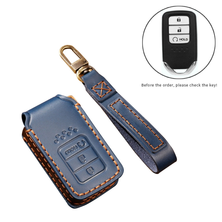Hallmo Car Cowhide Leather Key Protective Cover Key Case for Honda Civic / Accord 3-button Start