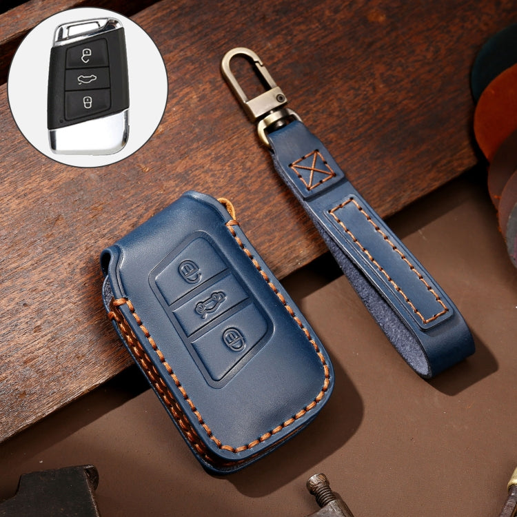 Hallmo Car Cowhide Leather Key Protective Cover Key Case for Volkswagen Lavida A Style