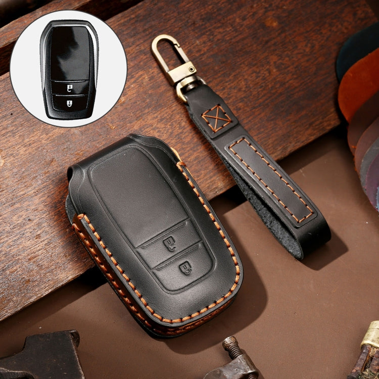 Hallmo Car Cowhide Leather Key Protective Cover Key Case for Toyota Corolla 2017 2-button
