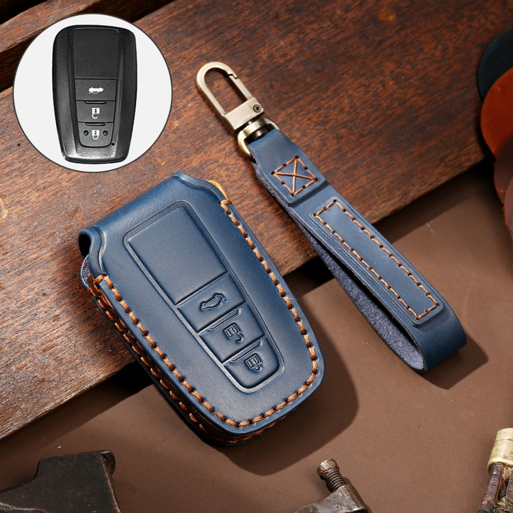 Hallmo Car Cowhide Leather Key Protective Cover Key Case for Toyota Corolla 2018 3-button