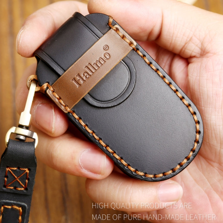Hallmo Car Cowhide Leather Key Protective Cover Key Case for Jeep Compass
