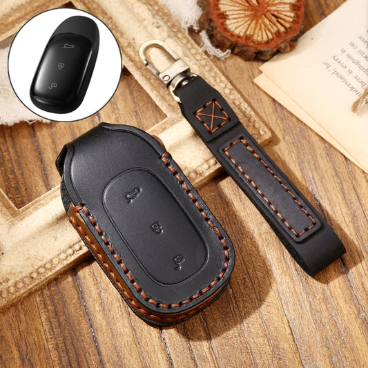 Hallmo Car Cowhide Leather Key Protective Cover Key Case for LEADING IDEAL One