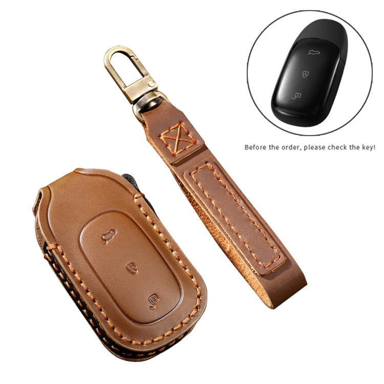 Hallmo Car Cowhide Leather Key Protective Cover Key Case for LEADING IDEAL One