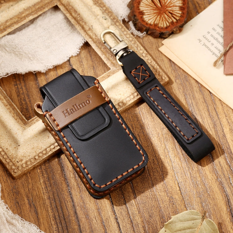 Hallmo Car Cowhide Leather Key Protective Cover Key Case for Mitsubishi Outlander