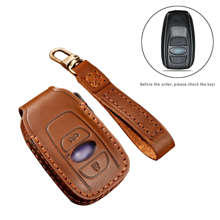 Hallmo Car Cowhide Leather Key Protective Cover Key Case for Subaru Forester