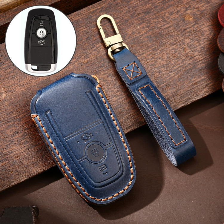Hallmo Car Cowhide Leather Key Protective Cover Key Case for Ford Focus B Style