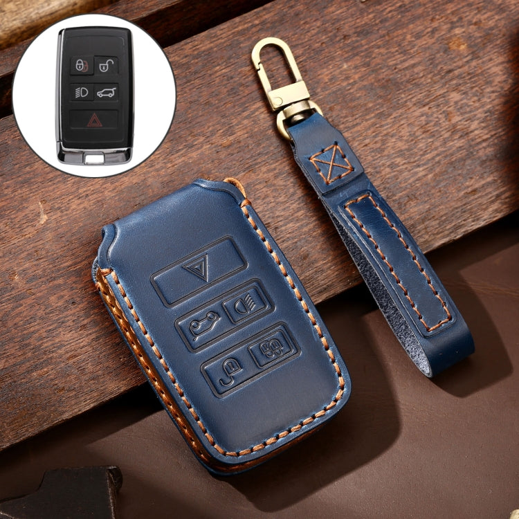 Hallmo Car Cowhide Leather Key Protective Cover Key Case for Land Rover Discovery 5 B Style