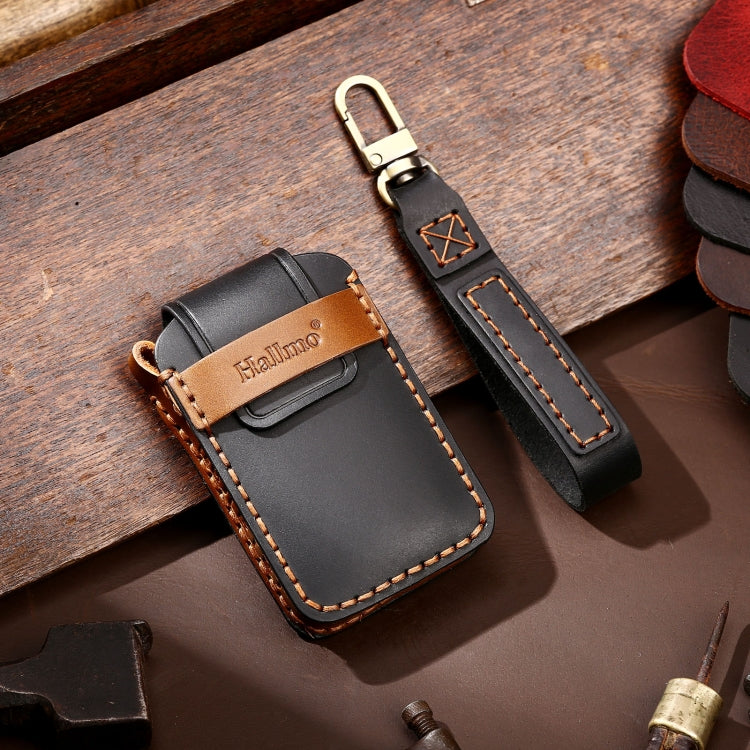 Hallmo Car Cowhide Leather Key Protective Cover Key Case for Volvo 6-button