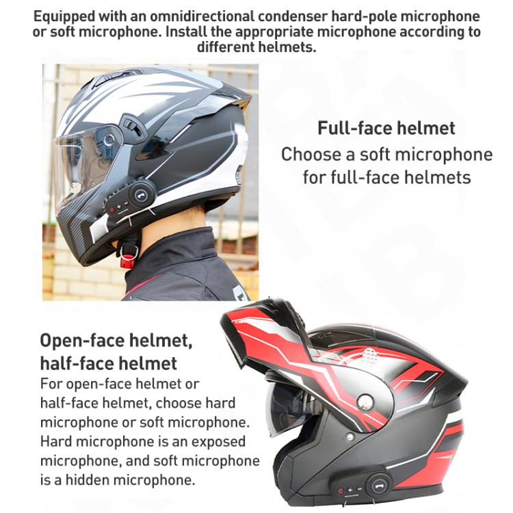 K10 Motorcycle Bluetooth Helmet Headset, Black Hard Pole Microphone, Black Hard Pole Microphone, Black Hidden Microphone, Carbon Fiber Hard Pole Microphone, Carbon Fiber Hidden Microphone