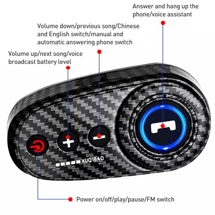 K10 Motorcycle Bluetooth Helmet Headset, Black Hard Pole Microphone