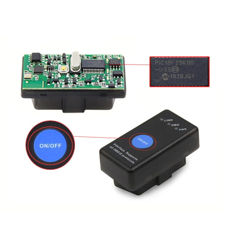 Mini Bluetooth 4.0 ELM327 OBD Car Fault Diagnostic Scanner with Power Switch