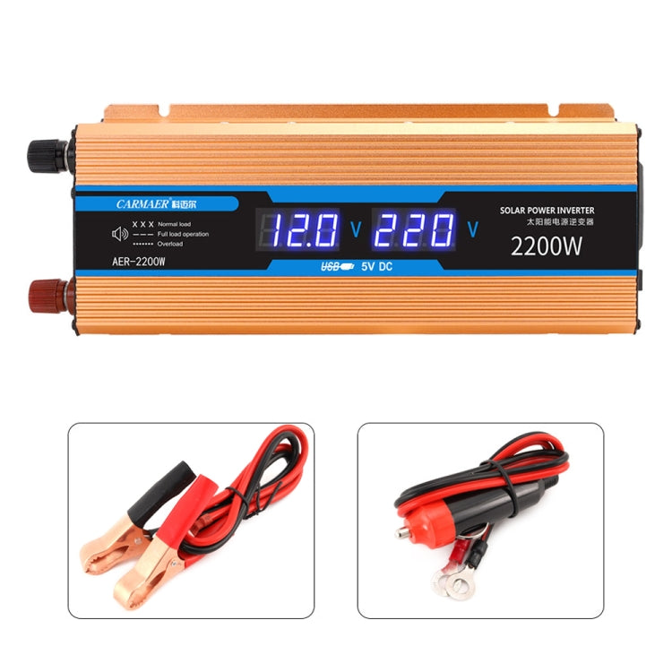 Carmaer 24V to 220V 2200W Car Multi-function Double Digital Display Inverter Household Power Converter