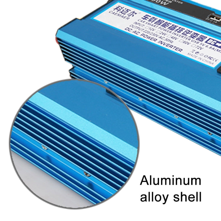 Carmaer 24V to 220V 2200W Three Socket Car Double Digital Display Inverter Household Power Converter