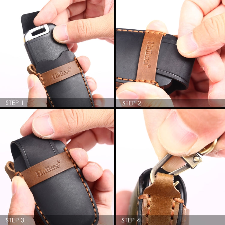 Hallmo Car Cowhide Leather Key Protective Cover Key Case for KIA K2 / K3 / K5 3-button, For KIA K2 / K3 / K5 3-button